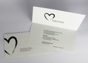 Trauer- und Danksagungskarte mit Herz – Motiv S-08