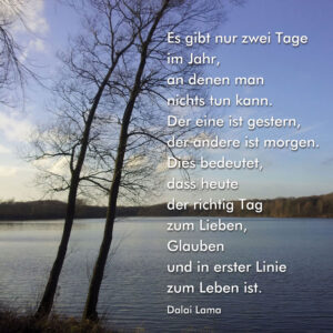 Es gibt nur zwei Tage im Jahr, an denen man nichts tun kann.