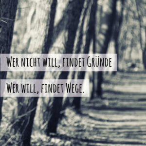 Wer nicht will, findet Gründe. Wer will, findet Wege.