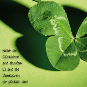 Nicht die Glücklichen sind dankbar. Es sind die Dankbaren, die glücklich sind.