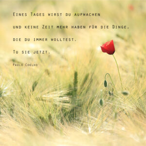 Eines Tages wirst du aufwachen und keine Zeit mehr haben für Dinge, die Du immer wolltest. Tu sie jetzt.