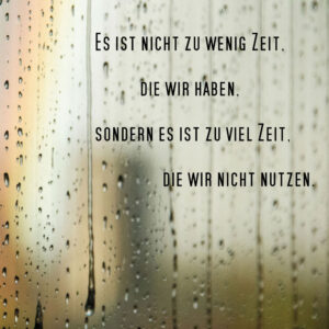 Es ist nicht zu wenig Zeit, die wir haben, sondern es ist zu viel Zeit, die wir nicht nutzen.