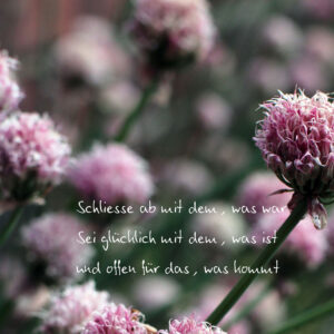 Schließe ab mit wem, was war. Sei glücklich mit dem, was ist und offen für das, was kommt.