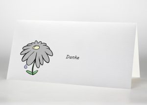 Gezeichnete Blume mit einzelner Träne - Danksagungskarte Motiv S-46