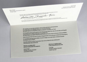 Danksagungskarte Beispiel Innenansicht