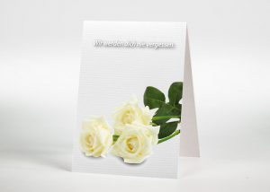 Weiße Rose - Sterbebildchen Motiv B-05