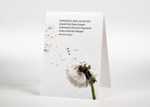 Pusteblume mit wegfliegenden Samen - Sterbebildchen Motiv B-19