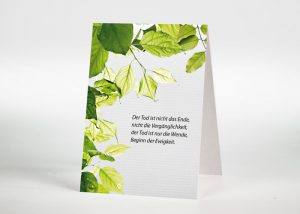 Zweige mit grünen Blättern - Sterbebildchen Motiv F-42