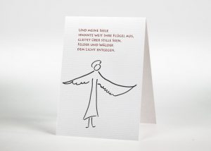 Engel mit ausgebreiteten Flügeln - Sterbebildchen Motiv S-05