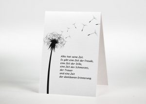 Pusteblume mit wegfliegenden Sporen - Sterbebildchen Motiv S-15