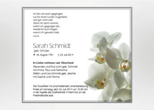 Weiße Orchidee - Traueranzeige Motiv B-15