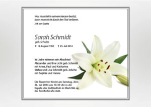 Lilie - TraueranzeigeMotiv B-23