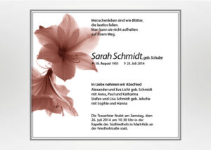 Amaryllis - TraueranzeigeMotiv B-24