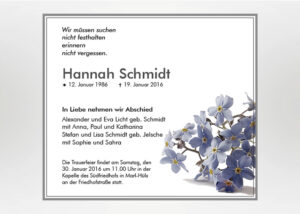 Vergißmeinnicht - Traueranzeige Motiv B-25