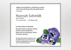 Stiefmütterchen - Traueranzeige Motiv B-33
