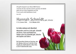 Ein Strauß Tulpen - Traueranzeige Motiv B-35