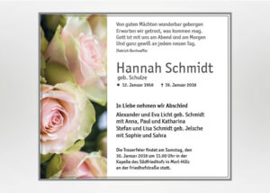 Rosafarbene Rosen - Traueranzeige Motiv B-36