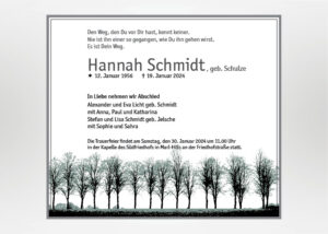 Eine Reihe von Laubbäumen - Traueranzeige Motiv F-08