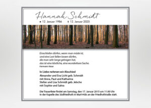 Bäume im Wald - Traueranzeige Motiv F-13