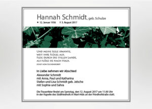 Efeu an einer Wand - Traueranzeige Motiv F-17