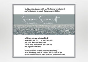 Glitzerndes Meer - Traueranzeige Motiv F-25