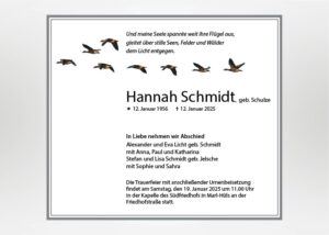 Eine Gruppe von Wildgänsen - Traueranzeige Motiv F-27