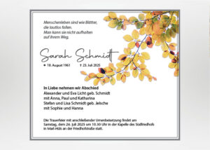 Herbstblätter - Traueranzeige Motiv F-37