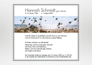 Weiße Blumen am Strand - TraueranzeigeMotiv F-38