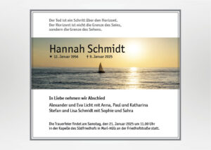 Segelschiff auf dem Meer - Traueranzeige Motiv F-44