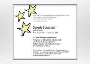 Drei Sterne - Traueranzeige Motiv S-03