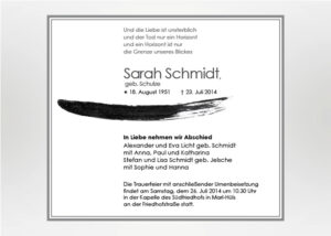 Mit Tusche gezeichneter Strich - Traueranzeige Motiv S-11