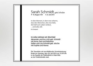 Senkrechte schwarze Trauerlinie - Traueranzeige Motiv S-12