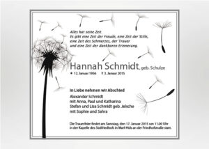 Pusteblume mit wegfliegenden Sporen - Traueranzeige Motiv S-15