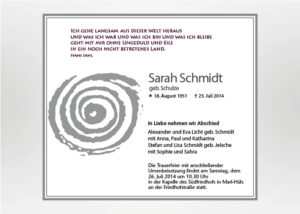 Gezeichnete Spirale - Traueranzeige Motiv S-16