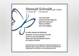 Gezeichneter Schmetterling - Traueranzeige Motiv S-18