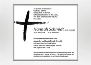 Tuschezeichnung eines Kreuzes - Traueranzeige Motiv S-27