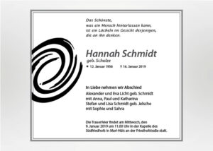 Spirale Tuschezeichnung - Traueranzeige Motiv S-38