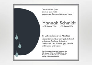 Schwarzer Kreis mit 3 Tränen - Traueranzeige Motiv S-41