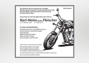 Traueranzeige mit Motorrad - Motiv S-19