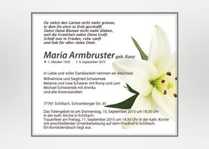 Traueranzeige mit Lilie - Motiv B-23