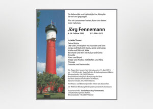 Traueranzeige mit Leuchtturm - Individuelles Motiv (Beispiel)