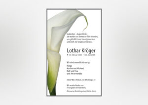 Traueranzeige mit Calla - Motiv B-17