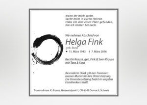 Traueranzeige mit buddistischem Kreis (Enso) - Motiv S-07