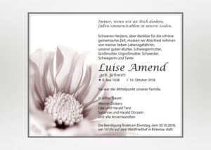 Traueranzeige mit Blume - Motiv B-10