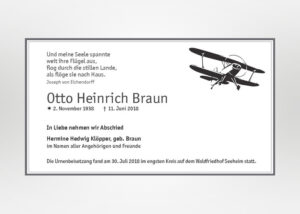 Traueranzeige mit Flugzeug - Motiv S-20