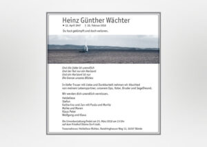 Traueranzeige mit Segelboot - Motiv F-23