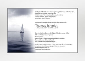 Traueranzeige mit Segelboot - Motiv F-22