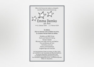 Traueranzeige mit Sternen - Motiv S-02