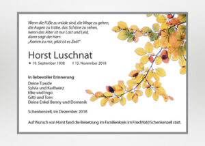 Traueranzeige mit Herbstlaub - Motiv F-37