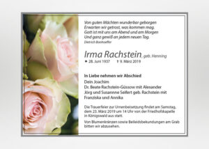 Traueranzeige mit Rosen - Motiv B-36